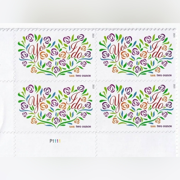 100 Yes I Do 2015 Heart 2 Ounce Wedding Invitation Forever Postage Stamps USPS - Picture 3 of 6
